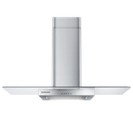 Foto frontal da coifa de parede Continental com acabamento em inox e vidro e luzes embutidas, modelo CC9VX.