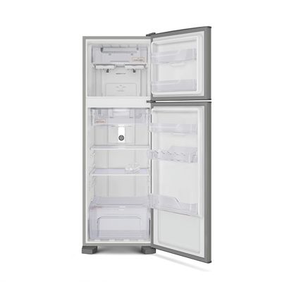 Foto-frontal-da-geladeira-Continental-frost-free-duplex-prata-modelo-TC41S-com-as-portas-abertas.-O-freezer-tem-uma-prateleira-retratil-compartimento-fechado-para-congelar-rapidamente-os-alimentos-espaco-para-duas-formas-de-gelo-e-duas-prateleiras-no-interior-da-porta.