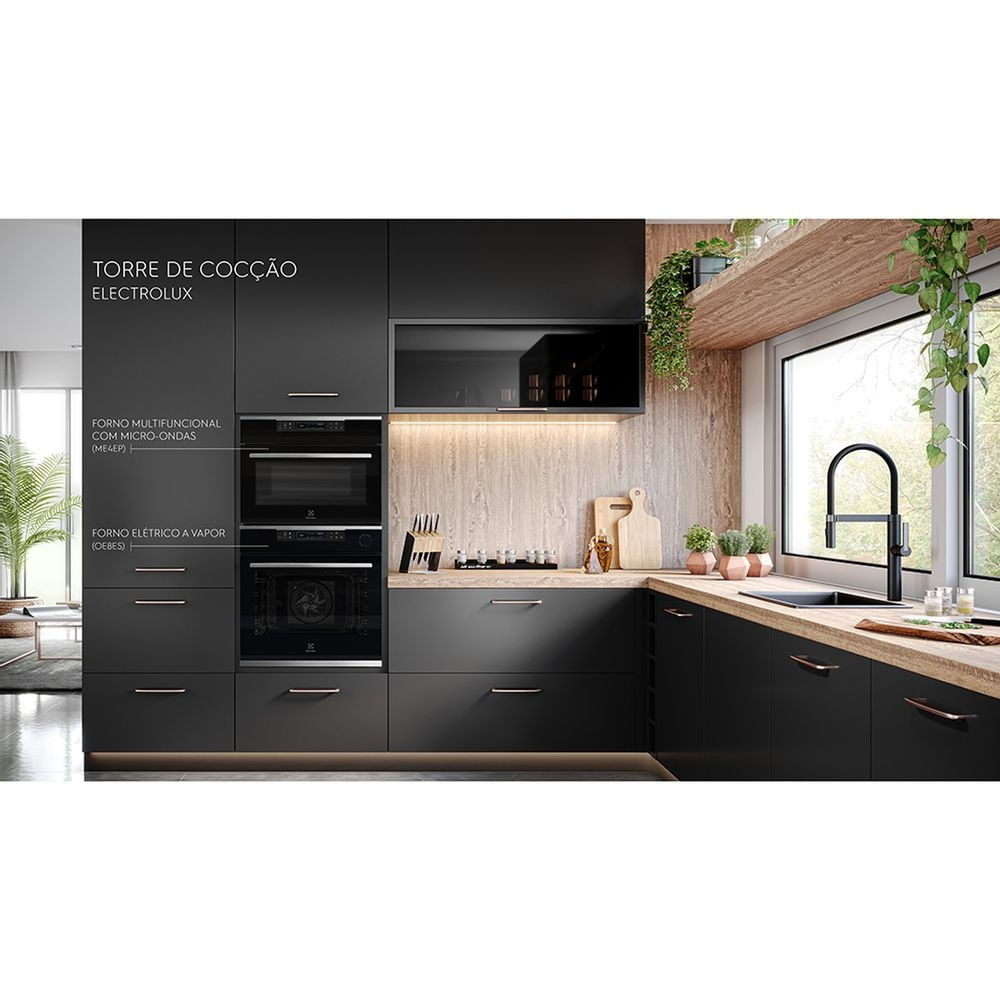 Forno de Embutir Electrolux Elétrico 72L a Vapor com FoodSensor Preto  (OE8ES)