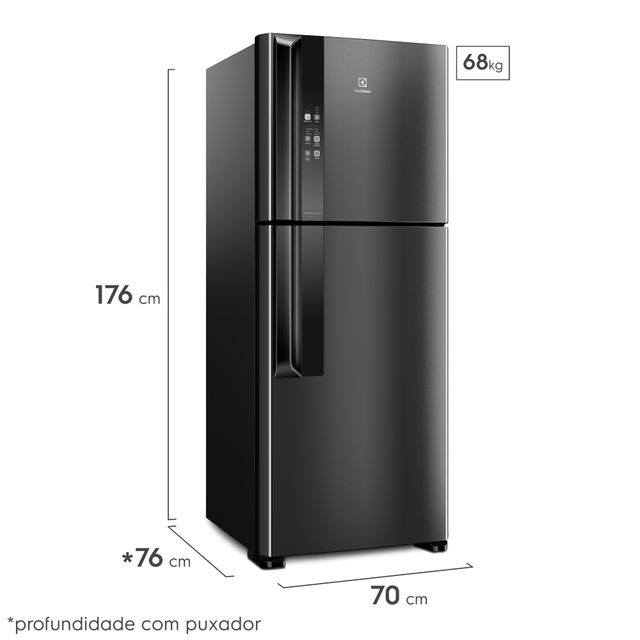Geladeira Electrolux Top Freezer Frost Free Efficient Black Inox