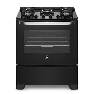 Fogão 5 Bocas Electrolux Preto com Mesa de Vidro e Tripla Chama (76GS)