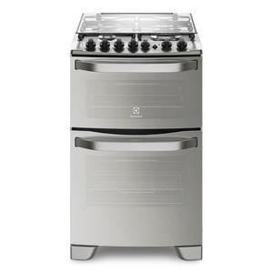 Fogão 4 Bocas Electrolux Prata com Forno Duplo e Tripla Chama (56DXQ)