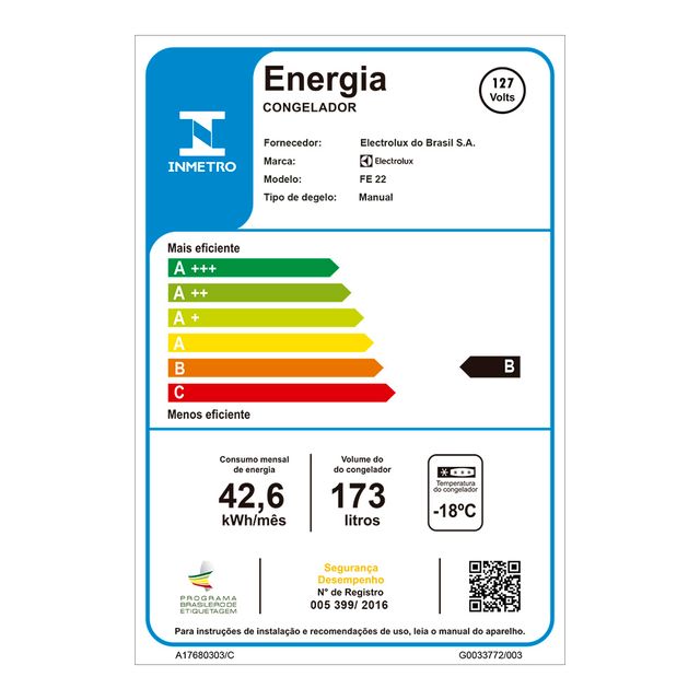 Freezer Vertical Electrolux Cycle Defrost 173L Uma Porta (FE22)