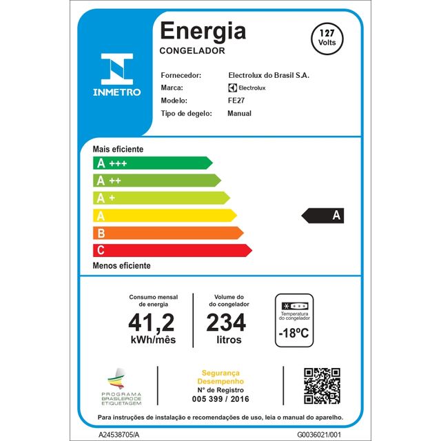 Freezer Vertical Electrolux Cycle Defrost 234L Uma Porta (FE27)