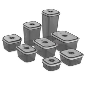 Potes Herméticos Electrolux de Plástico Cinza Escuro Retangular com 8 Unidades
