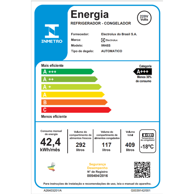 Etiqueta_ENCE_IW45S_220V