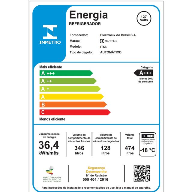 Geladeira/refrigerador Top Freezer Efficient Com Inverter 474l
