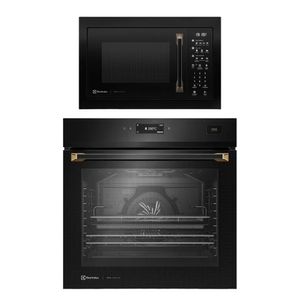 Torre de cocção Micro-Ondas Preto Pro Series (MV43T) + Forno de Embutir Elétrico Expert Pro Series (OE9XB) Electrolux