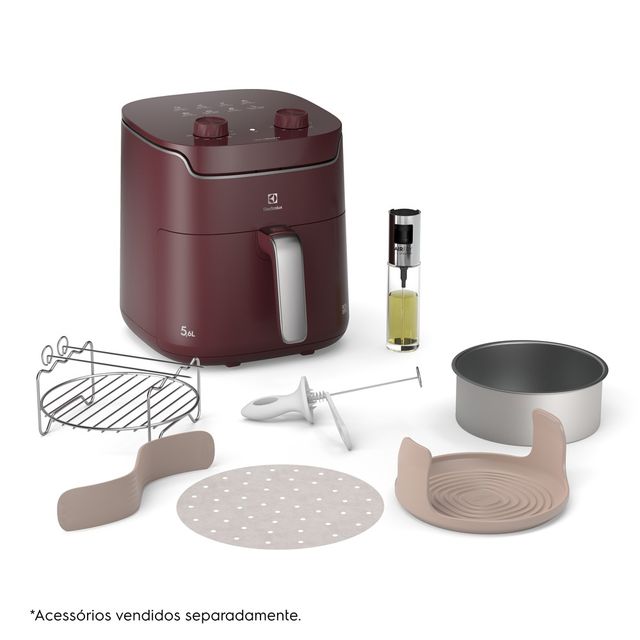 Air Fryer Electrolux p/ Rita Lobo 5,6L Vermelha Escura Efficient