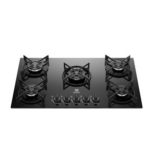 Cooktop 5 Bocas Gás Electrolux Mesa de Vidro Efficient Tripla Chama e Grade Aço Fosco (KE5GT)