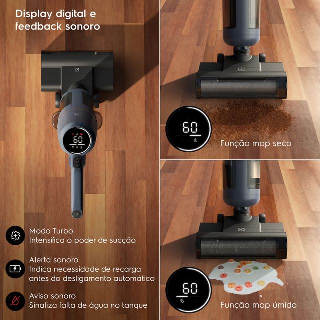 Aspirador Multifuncional sem Fio Electrolux 3 em 1 Painel LED e