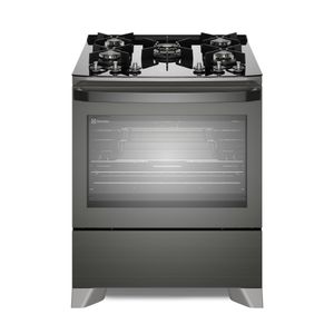 Fogão 5 bocas Electrolux Cinza Expert Função Air Fryer, Mesa Vidro, Grill e Timer (FE5AP)