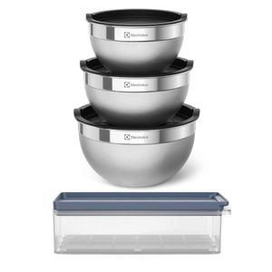 Kit Organizador Electrolux com Escorredor 5L + Conjunto Bowls de Inox Electrolux com Tampa Plástica