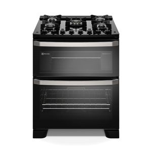 Fogão 5 bocas Electrolux Preto Experience Mesa de Vidro, 2 Fornos e PerfectCook360 (FE5DB)