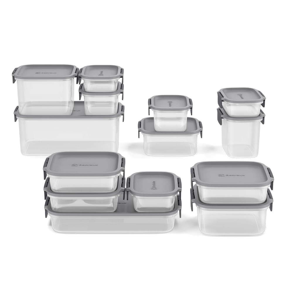 Potes Hermeticos de Plastico Electrolux Cinza 14 Unidades Empilhaveis Modulares - PRINCIPAL
