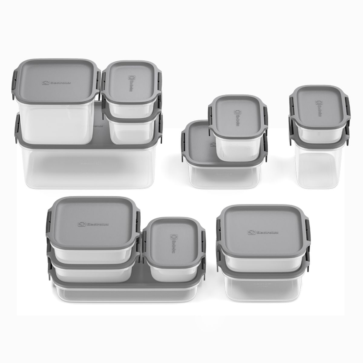 Potes Hermeticos de Plastico Electrolux Cinza 14 Unidades Empilhaveis Modulares - TOPO