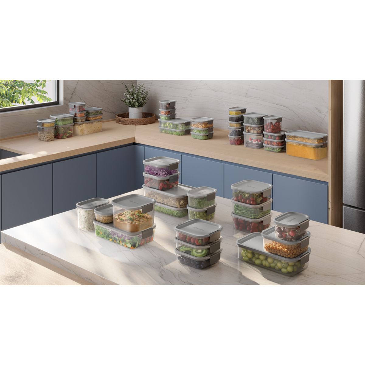 Potes Hermeticos de Plastico Electrolux Cinza 14 Unidades Empilhaveis Modulares - AMBIENTADA